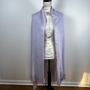 H&M Lavender Purple Knit Scarf Shawl Wrap Fringe Trim Soft Cozy One Size